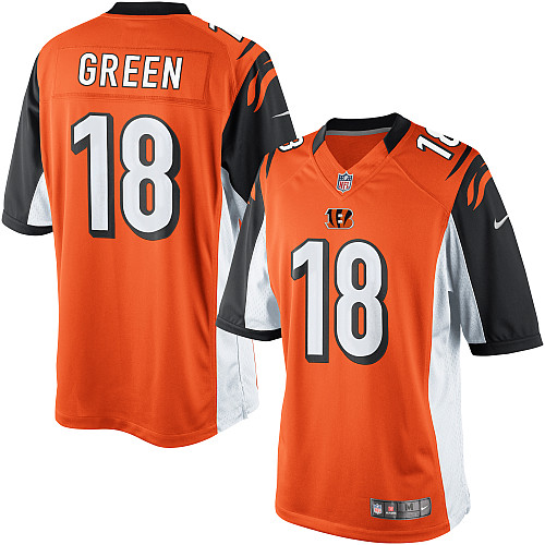 Men's Limited A.J. Green Nike Jersey Orange Alternate - #18 NFL Cincinnati Bengals